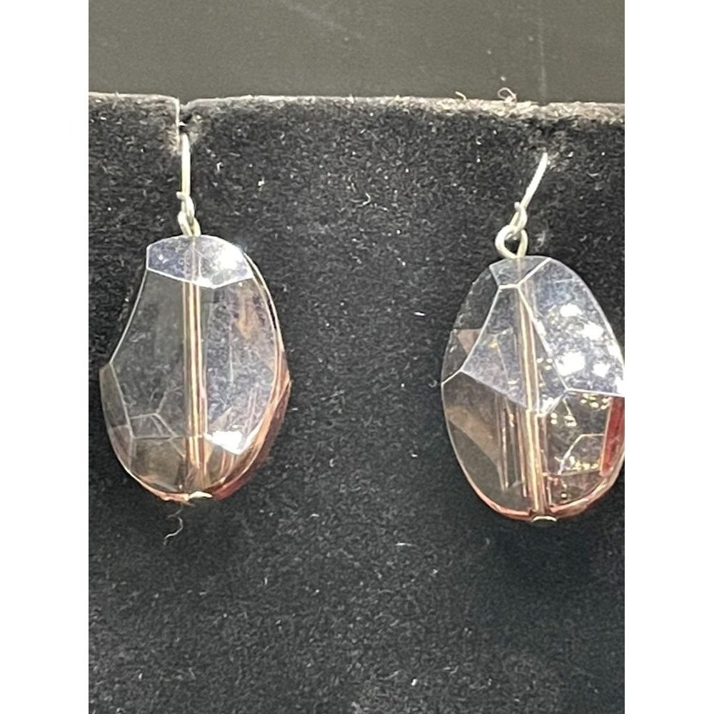 Smokey Faux Topaz Dangle/Drop Earring Length 1.75 Inches
